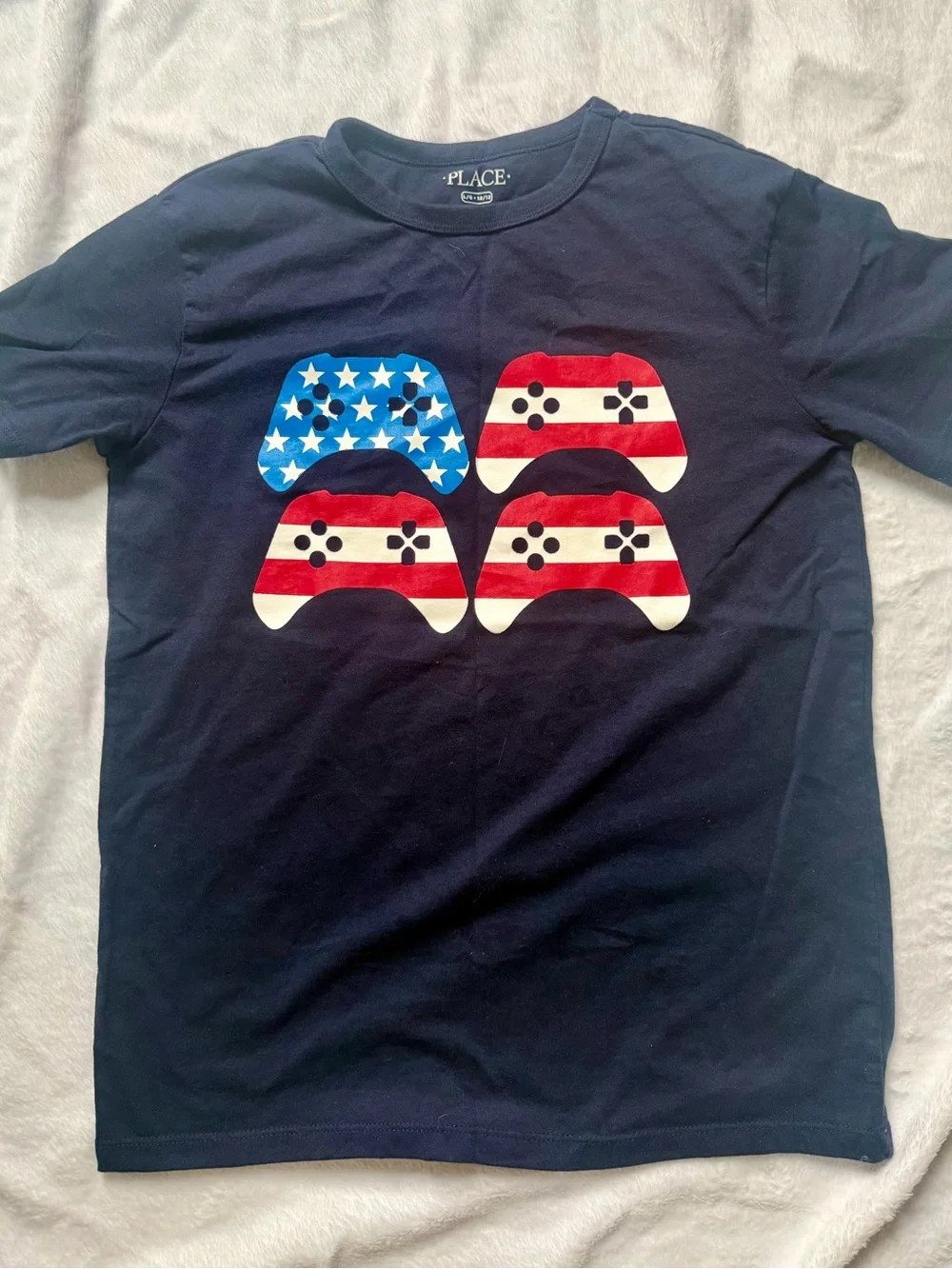 The Children's Place Navy Tee with Red, White & Blue Gamer Controllers